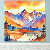 Sunset Mountain Art Design Canvas Afdruk (Insitu (Houten vloer))