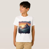 Sunset Mountain Forest Art T-Shirt (Voorkant volledig)