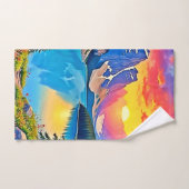 Sunset Mountain Lake Majesty Art (Serviette à main)