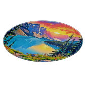 Sunset Mountain Lake Majesty Art Snijplank (Hoek)