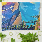 Sunset Mountain Lake Majesty Art Theedoek (Gevouwen)