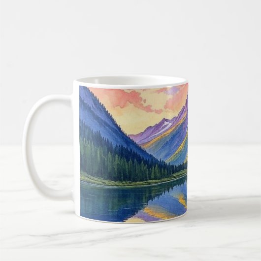 Sunset Mountain Paysage Café Mug (Gauche)