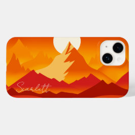 Sunset Mountain Peaks Landschapsillustratie Case-Mate iPhone 14 Hoesje
