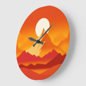 Sunset Mountain Peaks Landschapsillustratie Grote Klok (Hoek)