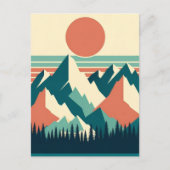 Sunset Mountain Peaks Retro Briefkaart (Voorkant)