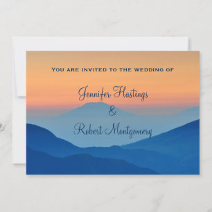 Sunset Mountain Powder Blue Wedding Kaart