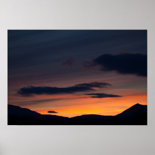 Sunset Mountain Silhouette Poster