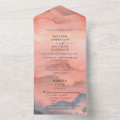 Sunset Mountain Waterverf Bruiloft All In One Uitnodiging (Binnen)