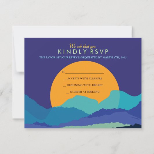 SUNSET & MOUNTAINES Bar Bat Mitzvah Reply Card RSVP Kaartje (Voorkant)