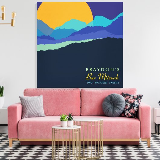 SUNSET & MOUNTAINS Bar Bat Mitzvah Sign-In Board Canvas Afdruk (Insitu (Woonkamer))