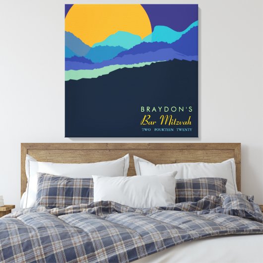SUNSET & MOUNTAINS Bar Bat Mitzvah Sign-In Board Canvas Afdruk (Insitu (Slaapkamer))