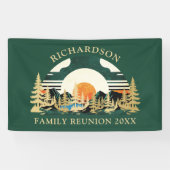  Sunset Mountains Groene Familie Reünie Spandoek (Horizontaal)