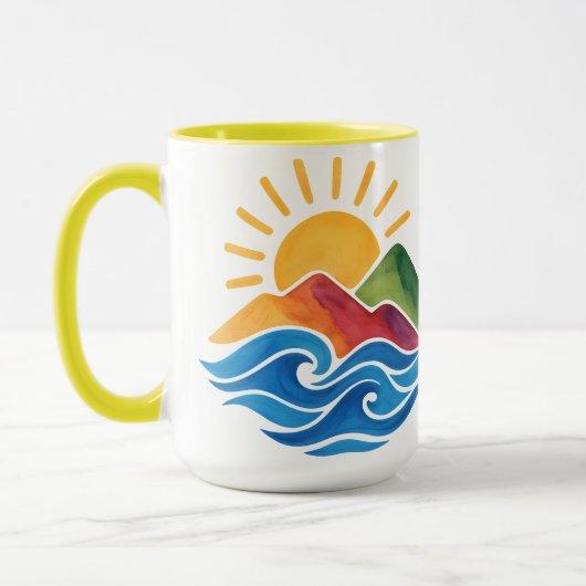 Sunset Mountains Ocean Ceramic Mug (Gauche)