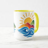 Sunset Mountains Ocean Ceramic Mug (Devant droit)