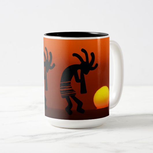 Sunset Native American Kokopelli Coffee Mug (Devant droit)