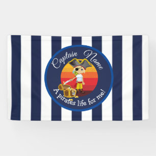 Sunset Nautical Blue Boy Party Pirate Banner