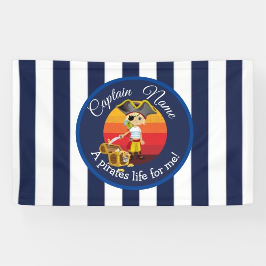 Sunset Nautical Blue Boy Party Pirate Banner (Horizontaal)