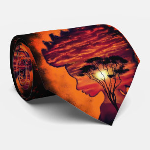 Sunset Night Stropdas Fantasy Oranje Black Colors