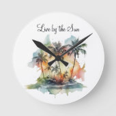 Sunset Oasis, custom Ronde Klok (Voorkant)