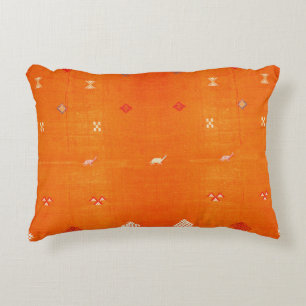 Sunset Oasis: Oranje erfgoed Boho Marokkaans Accent Kussen