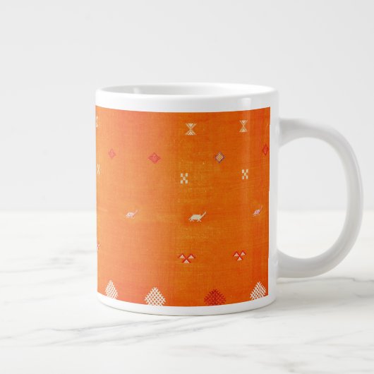 Sunset Oasis: Oranje erfgoed Boho Marokkaans Extra Grote Beker (Rechts)