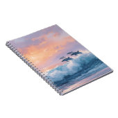Sunset Ocean Dolphins Wave Notitieboek (Rechterzijde)