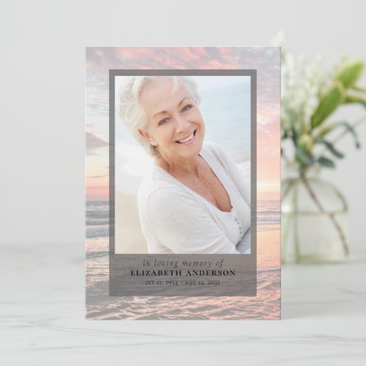 Sunset Ocean Fotobegrafenis Kaart (Staand voorkant)