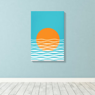 Sunset Ocean Minimalist Art Canvas Afdruk