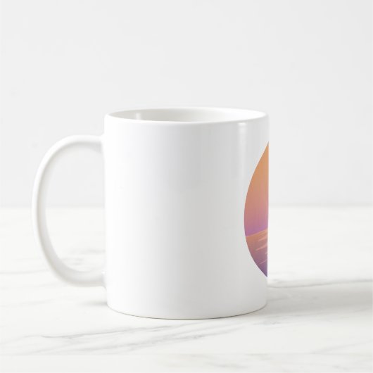 Sunset Ocean Minimalist Mug – Hand-Drawn Summer (Gauche)