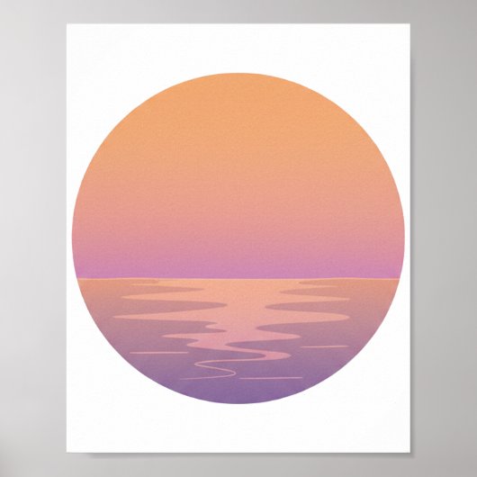 Sunset Ocean Minimalist Poster – Hand-Drawn Tropic (Devant)
