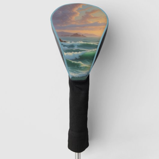 Sunset Ocean Seascape Schilderij Kunstwerk Golfheadcover (Voorkant)