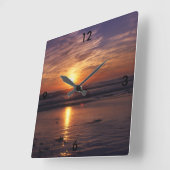 Sunset ocean vierkante klok (Hoek)