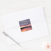 Sunset Ocean Waves Abstracte Bookplate Vierkante Sticker (Envelop)