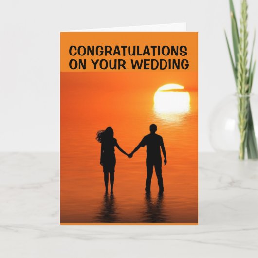 SUNSET OCEAN WEDDING MARRIAGE CONGRATULALALATION K KAART (Voorkant)