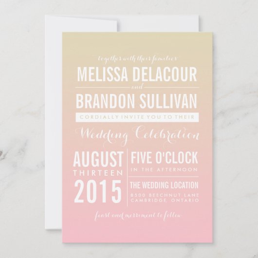 Sunset Ombre/Gradient Beach Wedding Invitations Kaart (Voorkant)