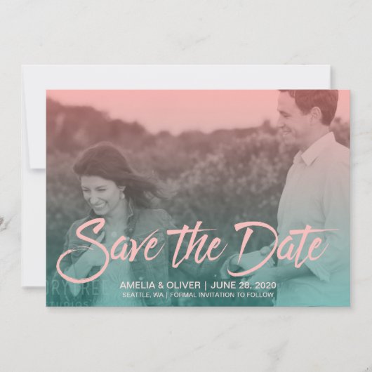 Sunset Ombre Gradient Photo Sla de datum op Save The Date (Voorkant)