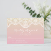 Sunset Ombre Lace Pattern Wedding RSVP Kaartje (Staand voorkant)