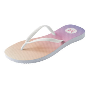 Sunset Ombre Paars Pink Peach Monogram Teenslippers