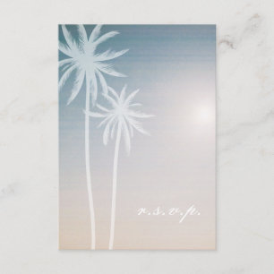 Sunset Ombré Palm Trees Beach Wedding RSVP Kaartje