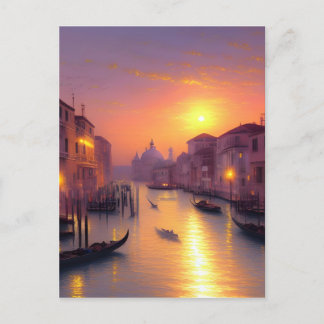 Sunset on a Venice Canal Digital Art Briefkaart