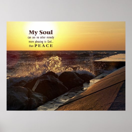 Sunset on Beach Rocks Quote Poster (Voorkant)