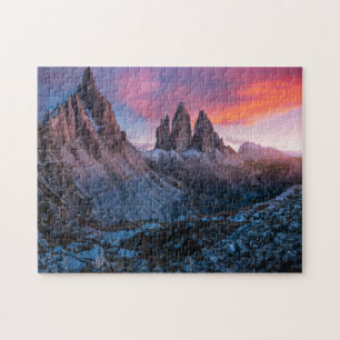 Sunset on Dolomites Mountain Italy Jigzaag Puzzle Legpuzzel