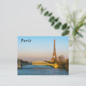 Sunset on Eiffel tower and Pont Rouelle - Paris Briefkaart (Staand voorkant)