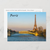 Sunset on Eiffel tower and Pont Rouelle - Paris Briefkaart (Voorkant / Achterkant)