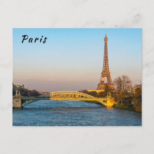 Sunset on Eiffel tower and Pont Rouelle - Paris Briefkaart (Voorkant)