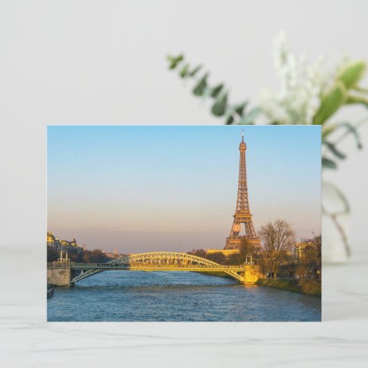 Sunset on Eiffel tower and Pont Rouelle - Paris Kaart (Staand voorkant)