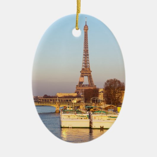 Sunset on Eiffel tower and Pont Rouelle - Paris Keramisch Ornament (Voorkant)