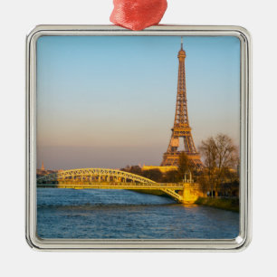 Sunset on Eiffel tower and Pont Rouelle - Paris Metalen Ornament