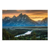 Sunset on Grand Teton and Snake River - Wyoming Foto Afdruk (Voorkant)