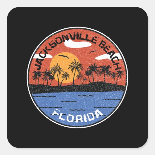 Sunset on Jacksonville Beach Florida Vierkante Sticker (Voorkant)